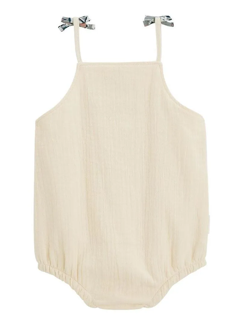 Barboteuse bloomer en gaze de coton Palaos - Ecru