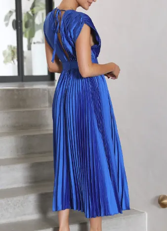 BelleRue - Robes pour femmes robe longue solide à manches courtes
