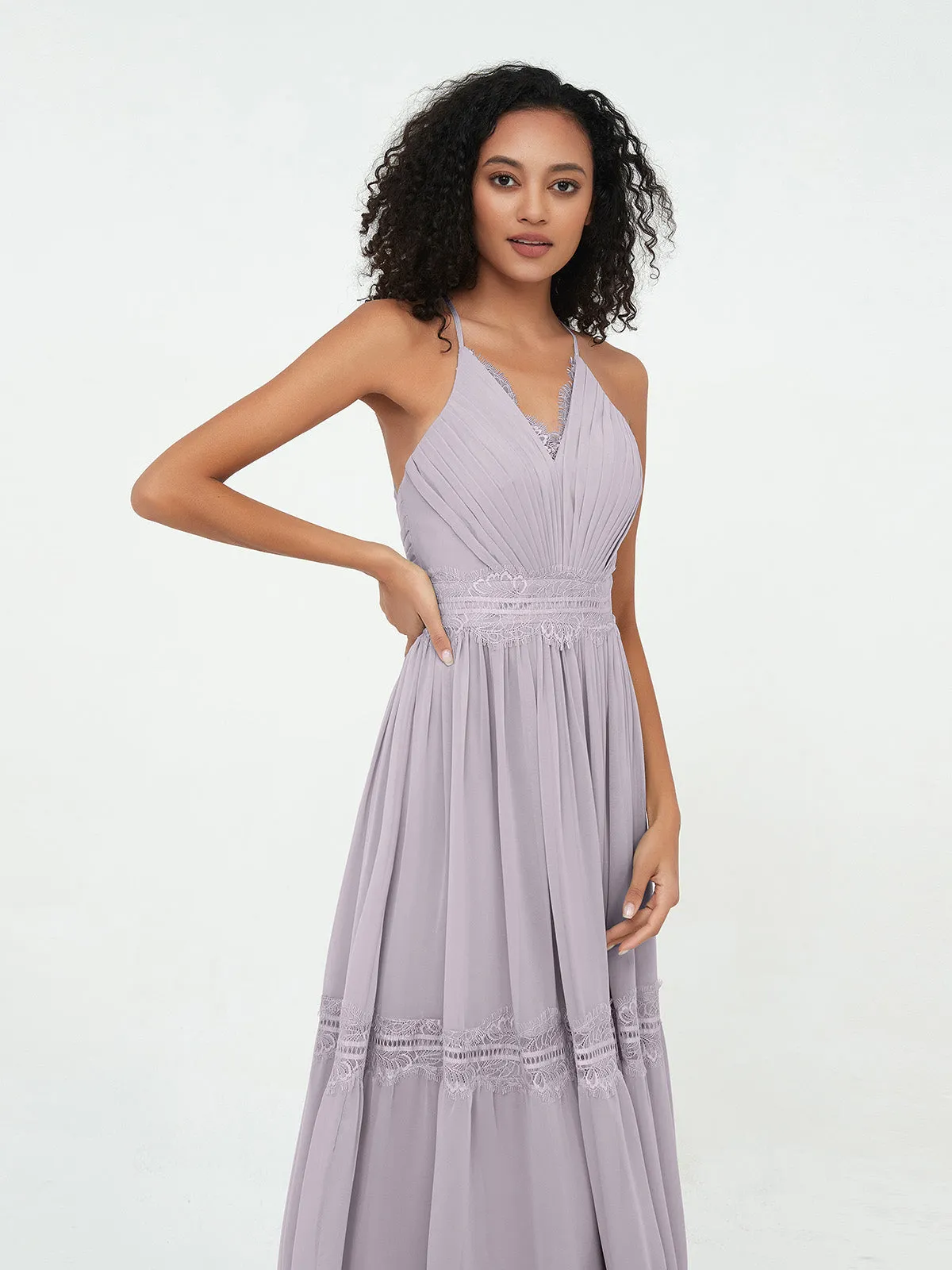 Boho Robes Jupe à Plusieurs Niveaux en Dentelle et Mousseline Dusk