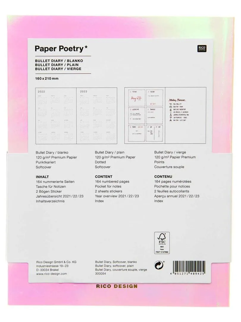 Bullet journal couverture souple Acid Leo - 16 x 21 cm - N/A