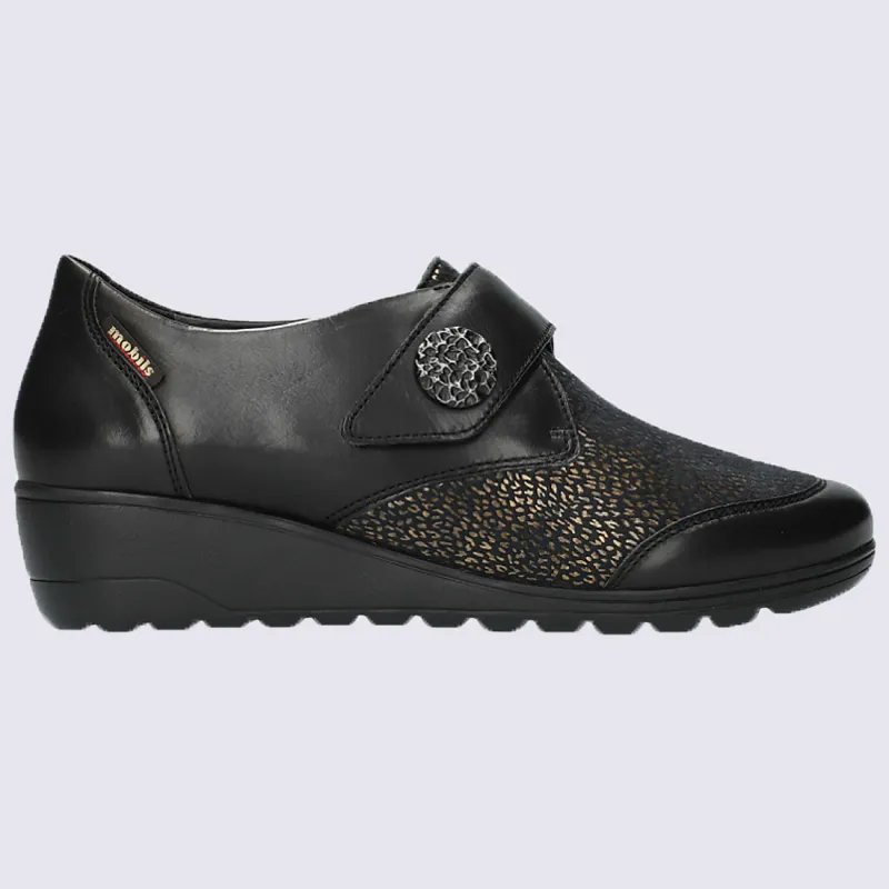 Chaussures Mobils, chaussures à velcros femme en cuir noir | Igert Chausseur&Maroquinier
