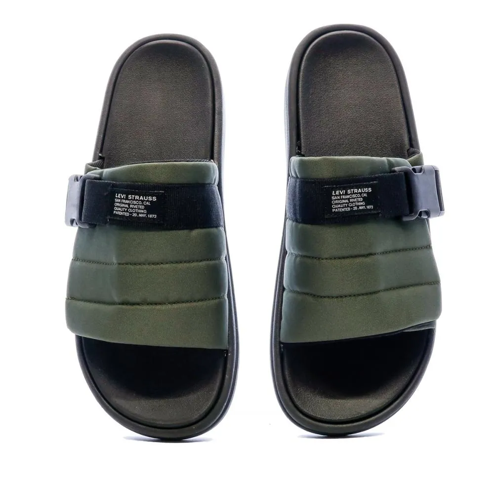 Claquettes Noir/Kaki Homme Levis Tahoma