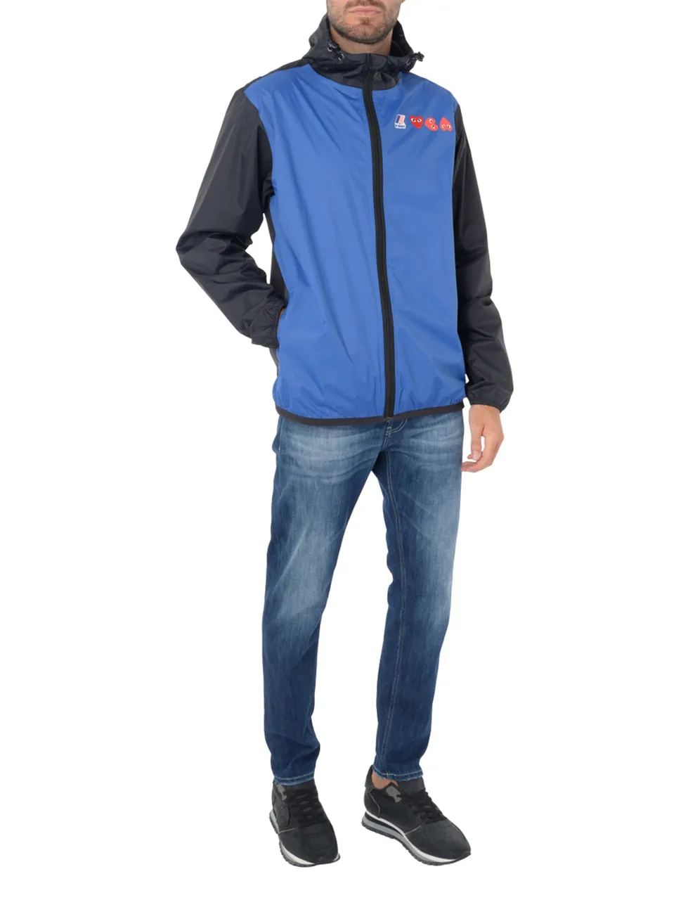 Comme Des Garçons PLAY  K-Way Veste coupe-vent x en nylon bleu et noir