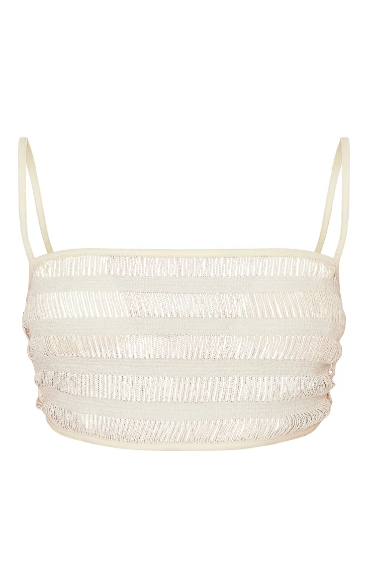 Crop top de plage texturé crème