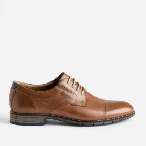 Derby cognac en cuir ligne perforée - Chaussures de ville Homme | ERAM