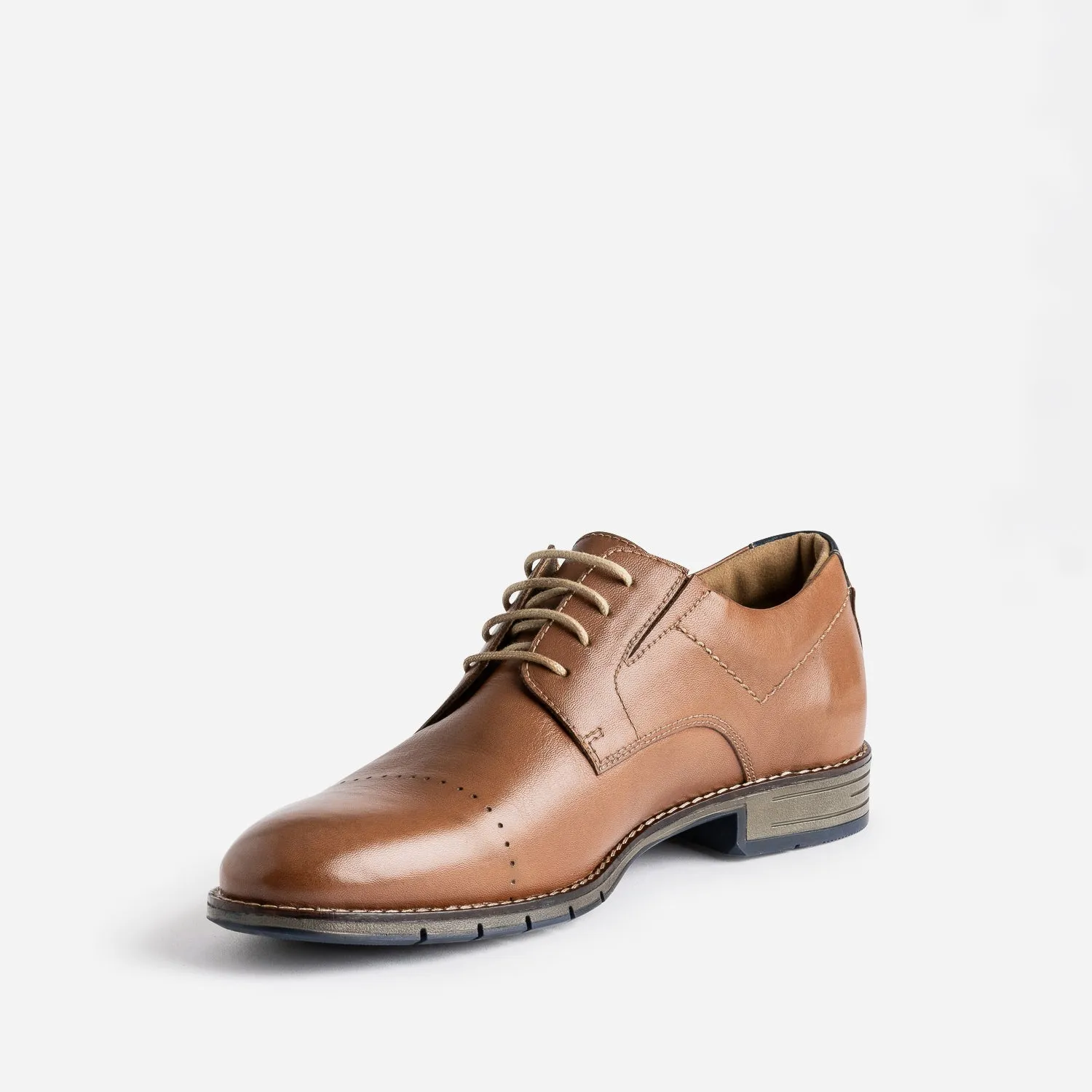 Derby cognac en cuir ligne perforée - Chaussures de ville Homme | ERAM