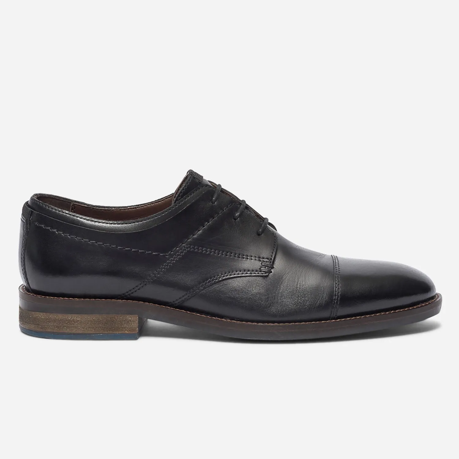 Derby noir en cuir à double col - Chaussures de ville Homme | ERAM