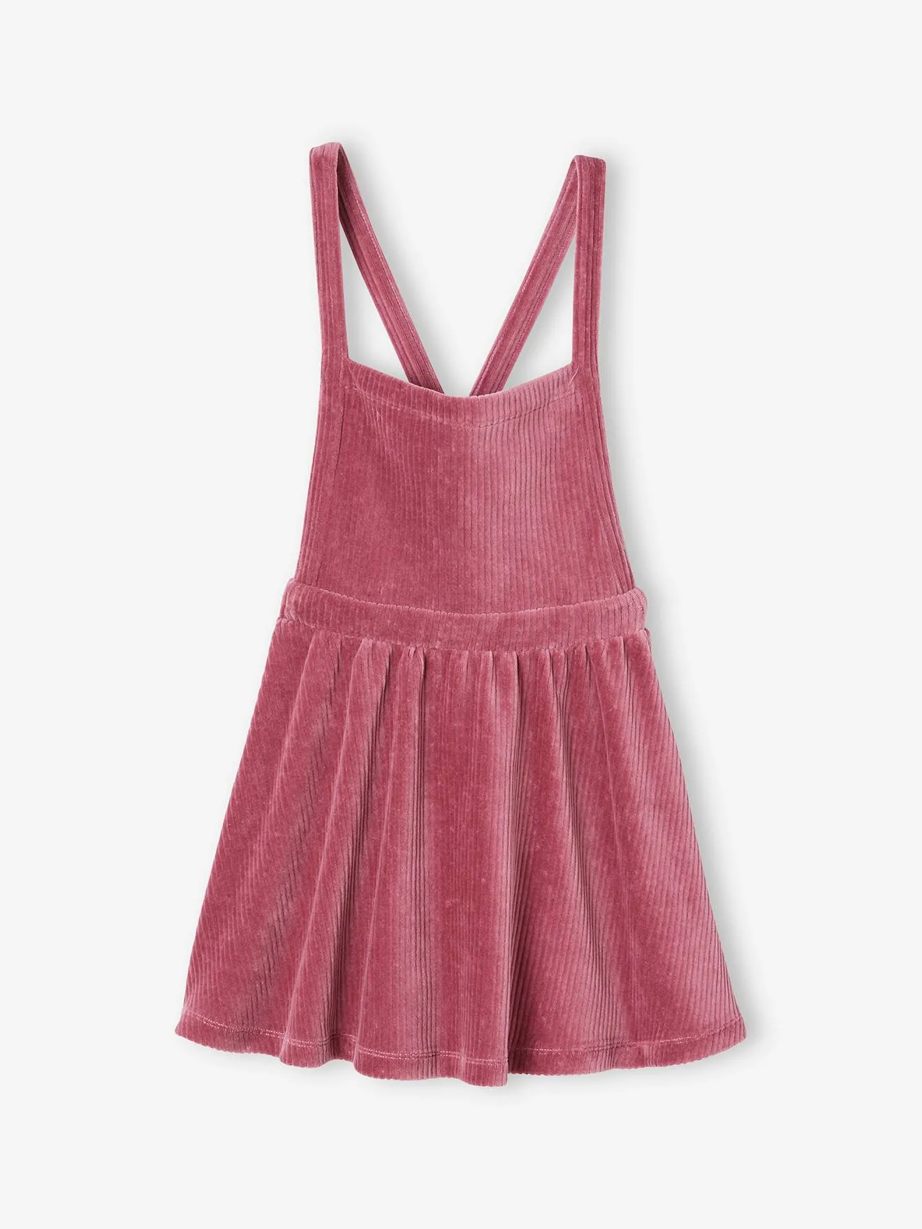 Ensemble tee-shirt + robe tablier en velours côtelé fille. mauve - Vertbaudet