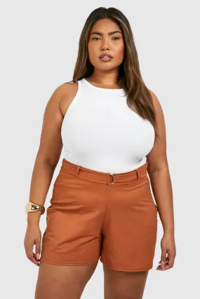 Grande taille - Short large en lin à attaches