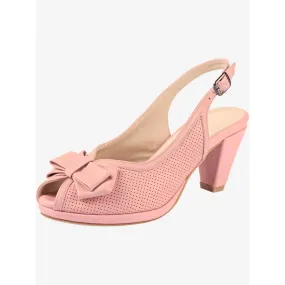 Helline – Sandales cuir nappa vachette doux rose – Grandes pointures