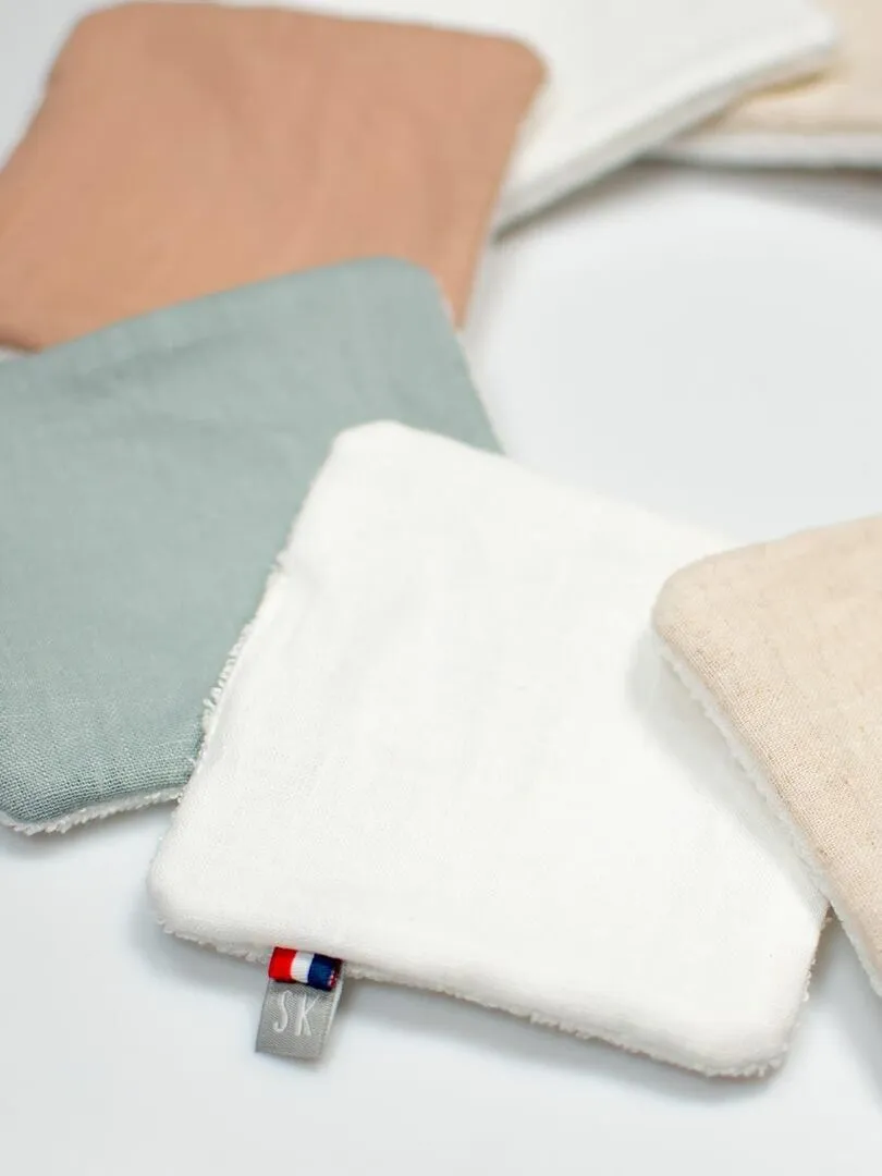 Lingettes bébé lavables en lin, 8 pièces SEVIRA KIDS - Ecru