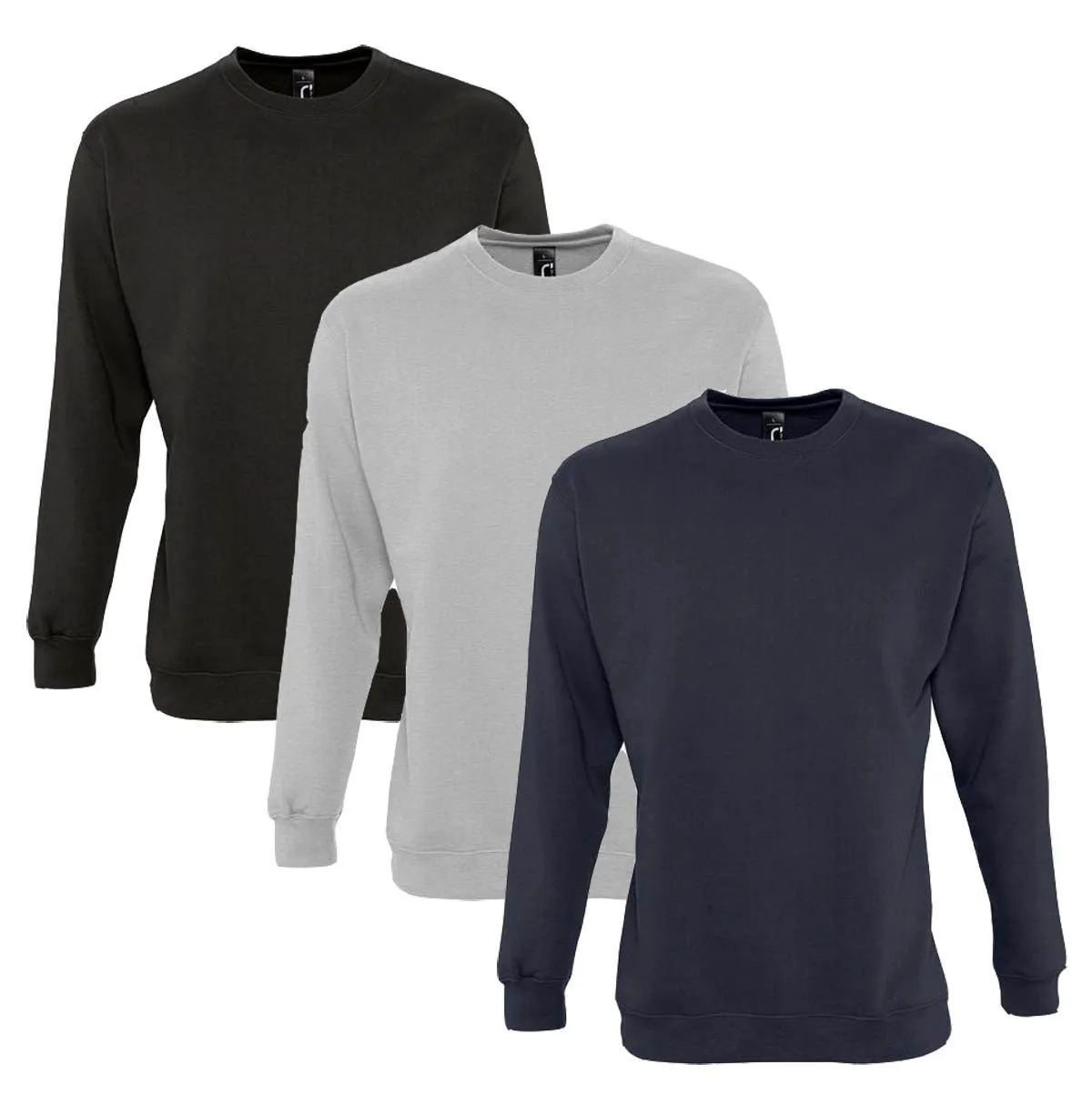 Lot 3 sweat-shirts noir - bleu marine - gris chiné 