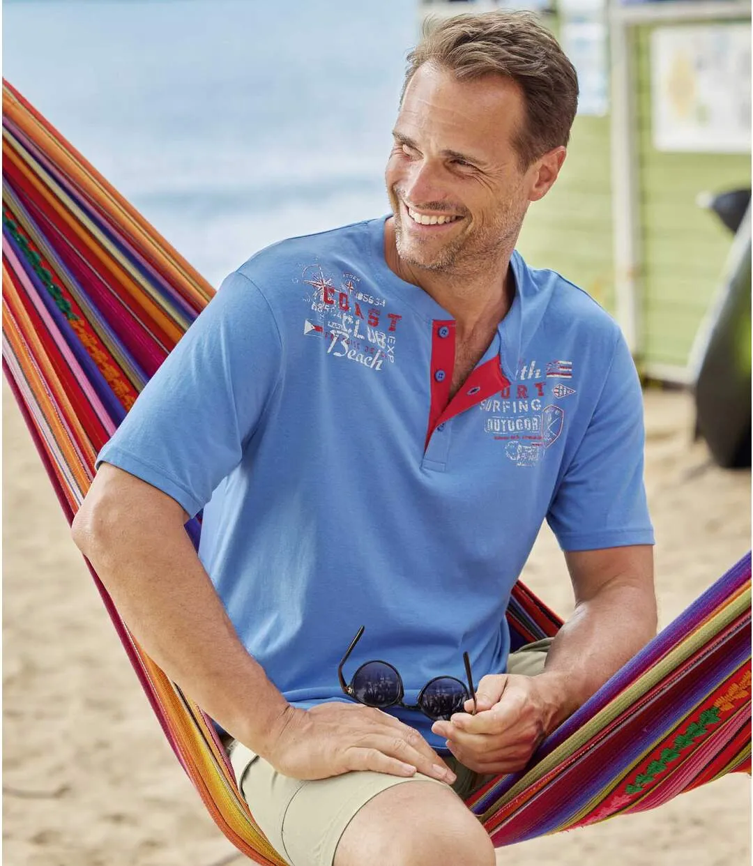 Lot de 2 Tee-Shirts Col Tunisien Beach Club 