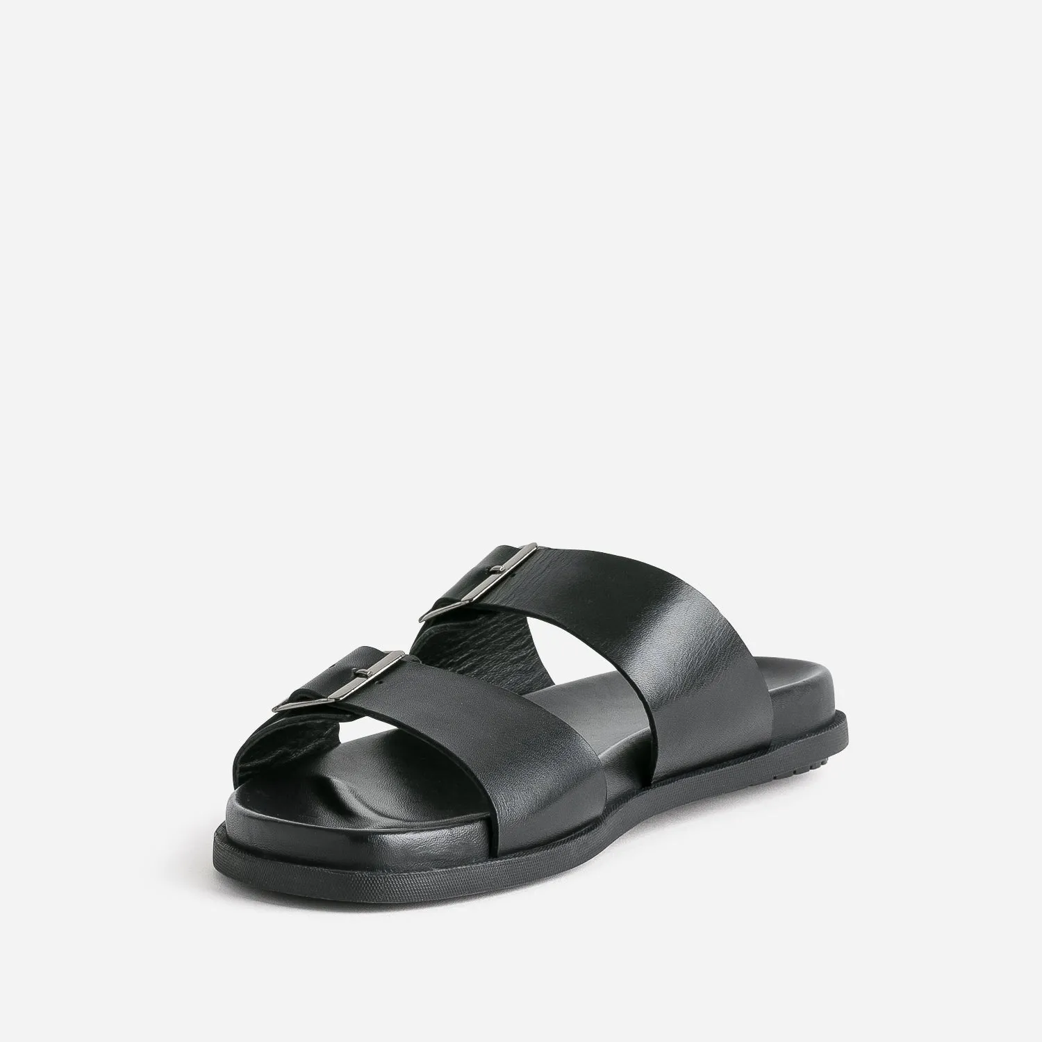 Mule noire en cuir  - Nu-pieds / Sandales Homme | ERAM