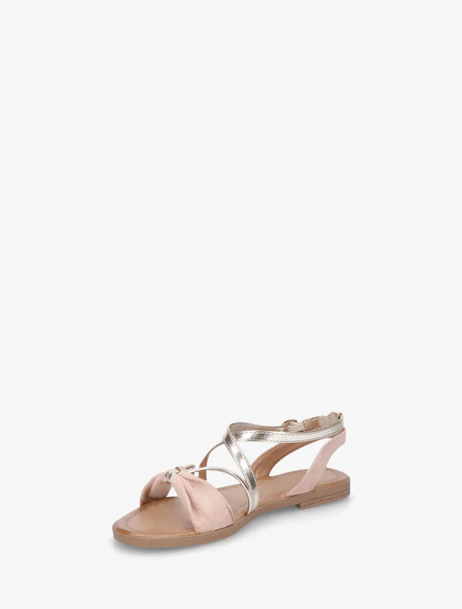 Nu-pieds bi-matière à noeud - Rose