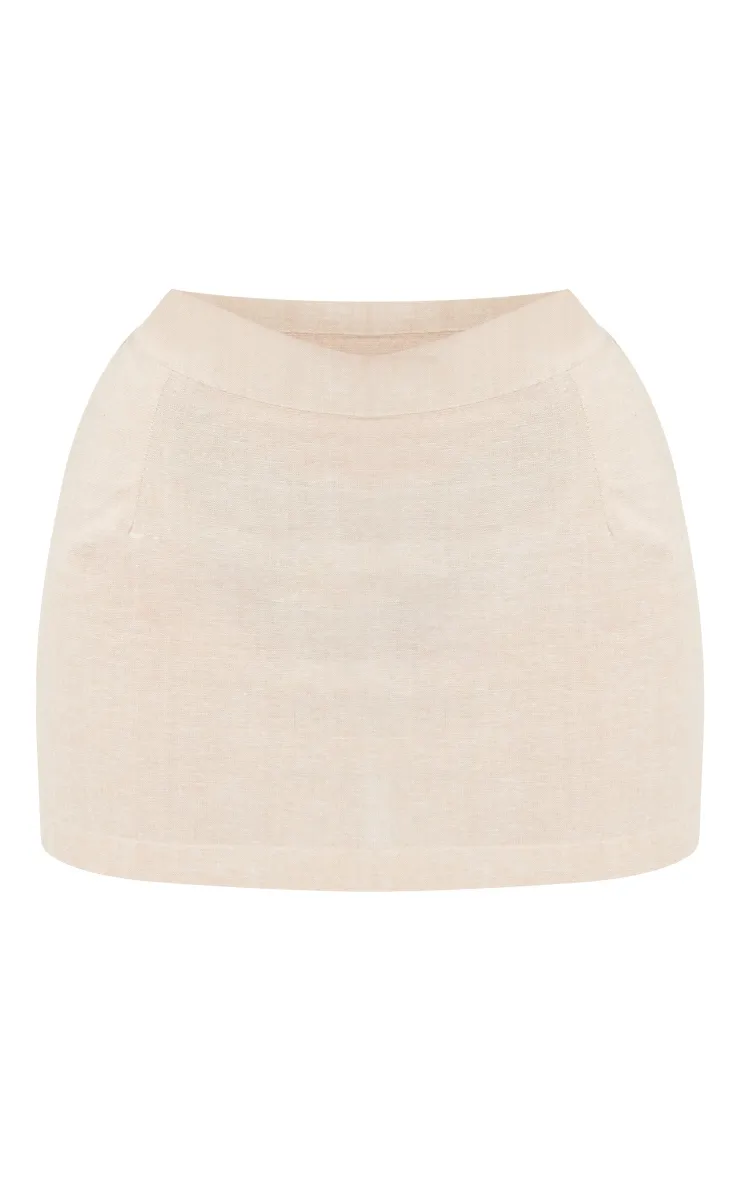 Petite Mini jupe en effet lin gris pierre