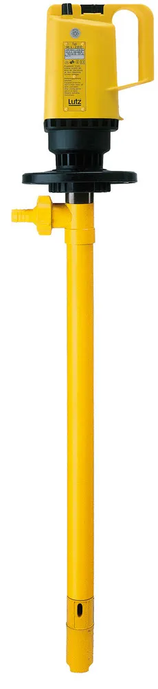 Pompe électrique de vidange de cuve pour acides/bases, plongeur 1200 mm, sans accessoires
