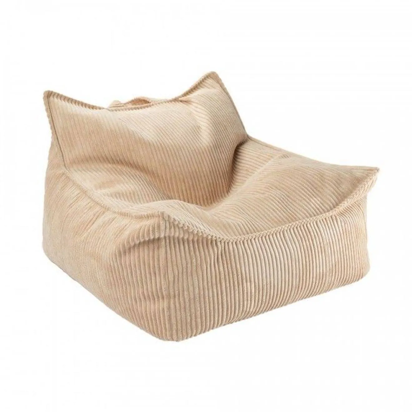 Pouf enfant velours côtelé QUADRO BRUN SUGAR beige - 