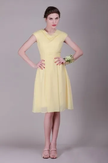 Robe de soirée jaune chic en mousseline pour mariage d'été