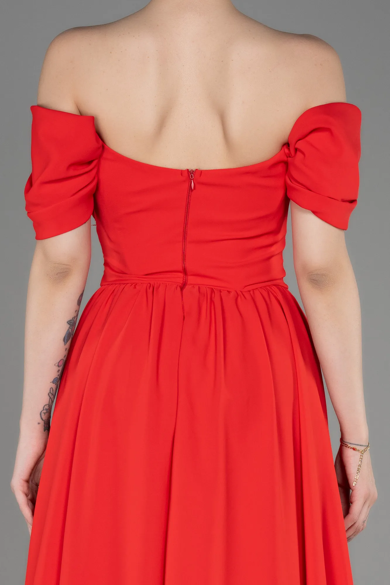 Robe de Soirée Longue Mousseline Blanc ABU3827