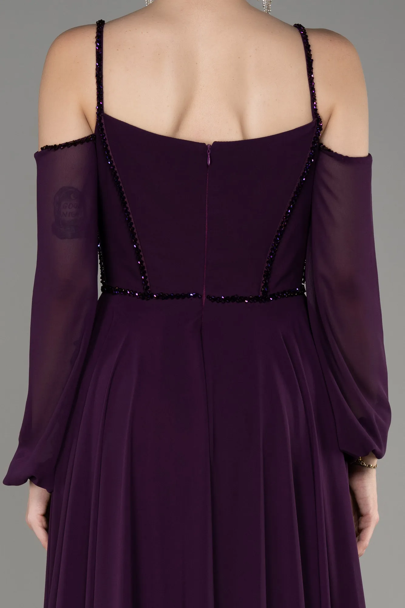 Robe de Soirée Longue Mousseline Kaki ABU3914