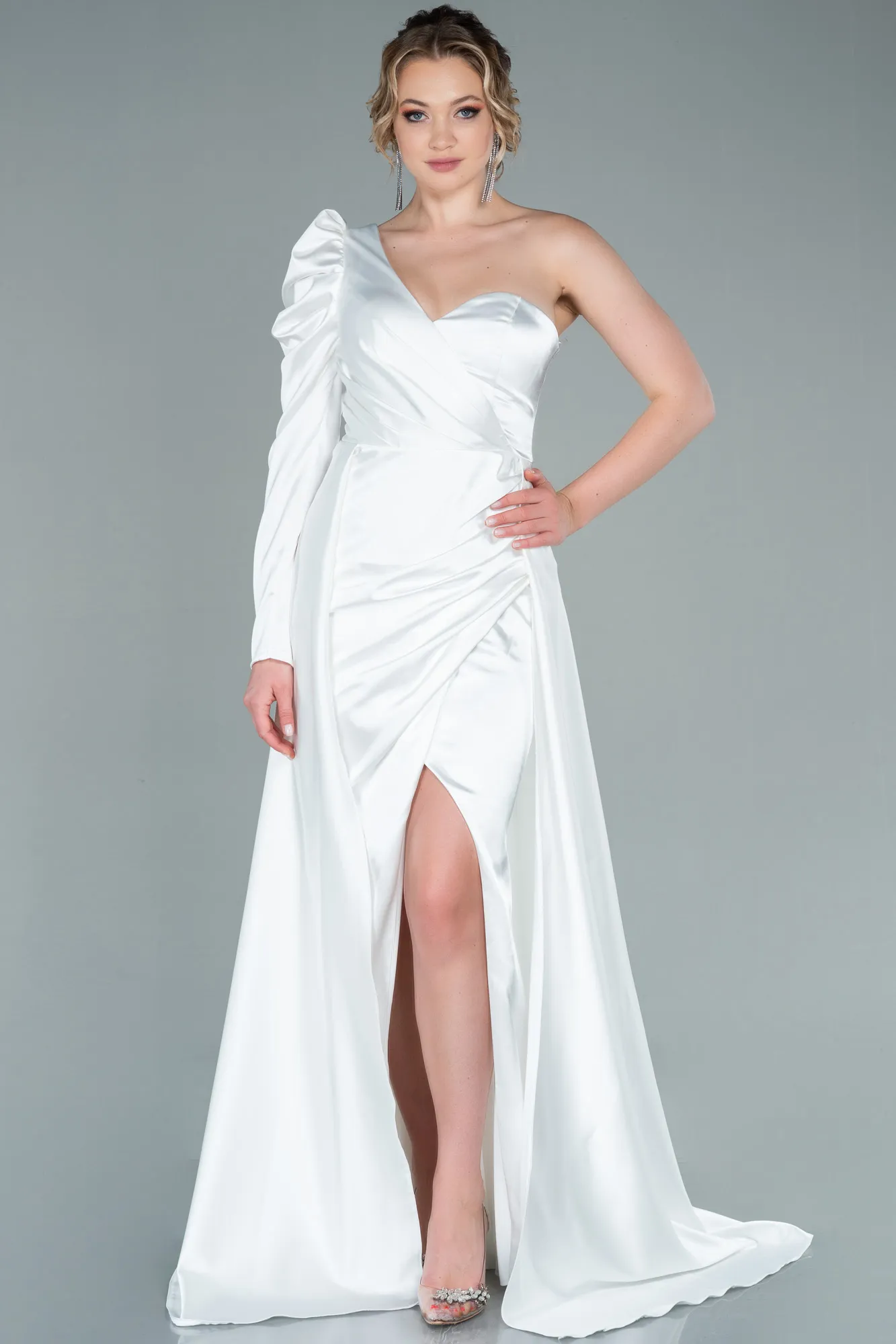 Robe De Soirée Satin Longue Lavande ABU1715