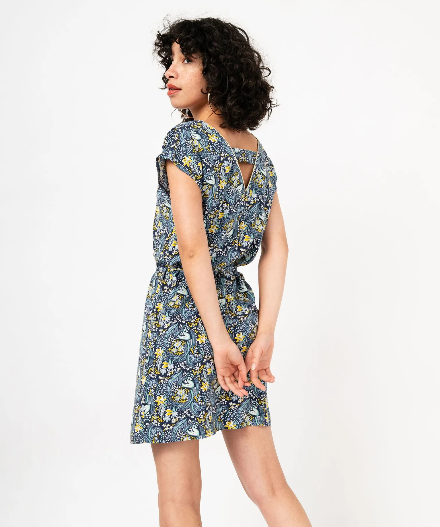 robe femme avec double col v scintillant bleu robes
