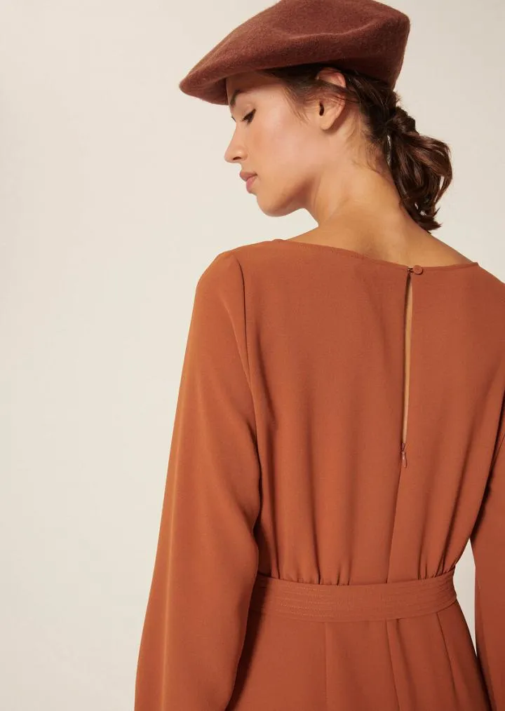 Robes TARA JARMON Femme | Robe Rillyta marron en crêpe
