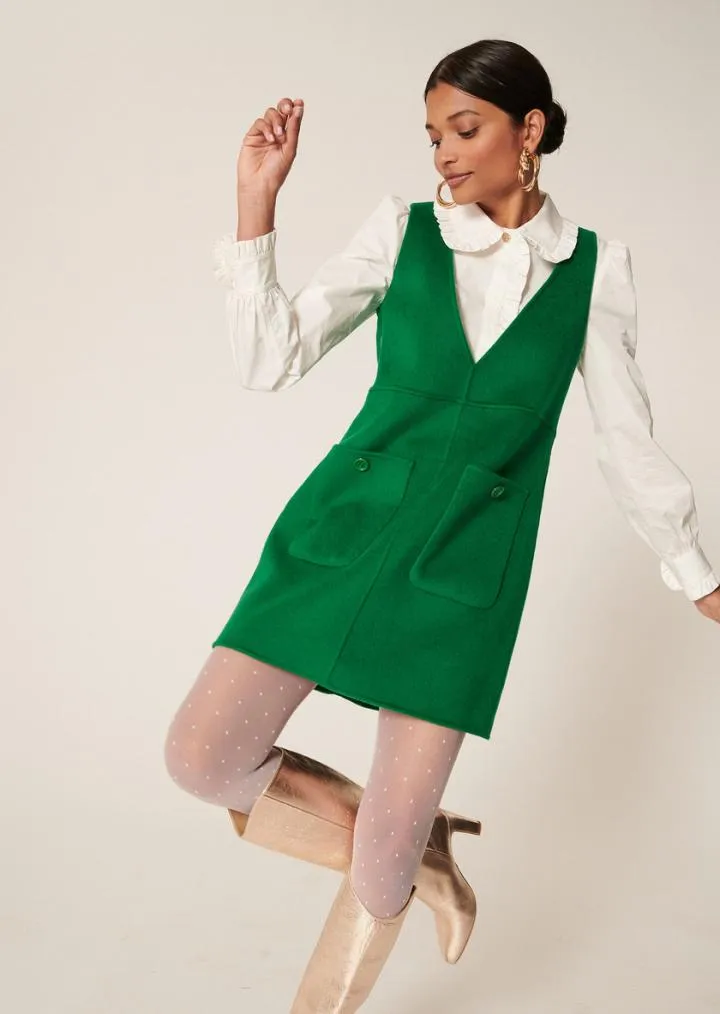 Robes TARA JARMON Femme | Robe Rutania verte en laine double face