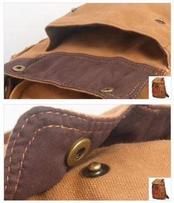 Sac à dos style militaire en toile vintage avec détails cuir