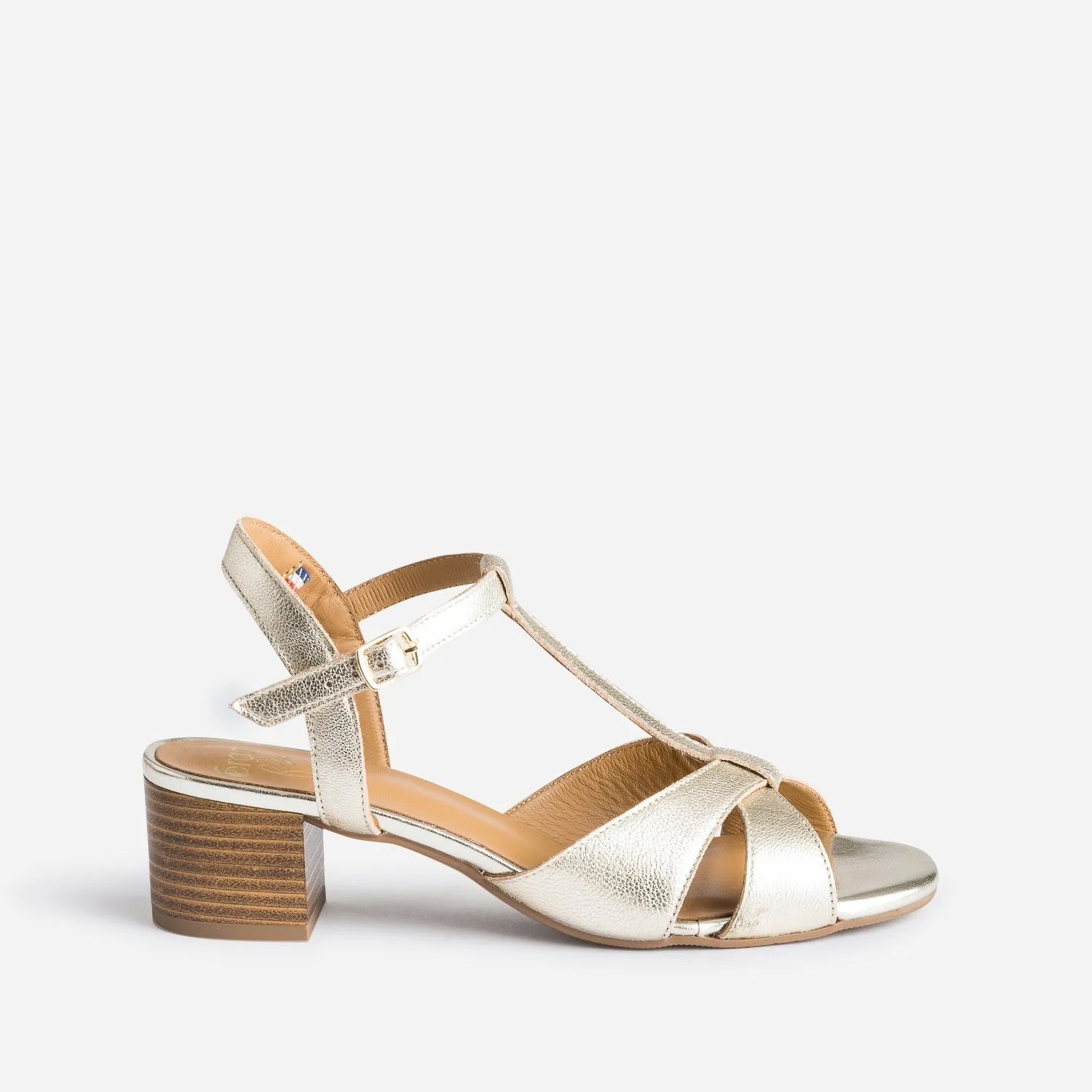 Sandale-salomé ERAM FLEX dorée en cuir - Sandales Femme | ERAM