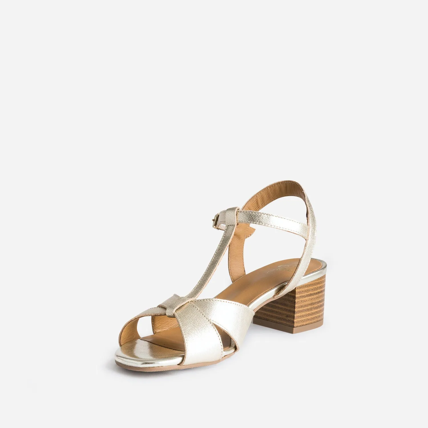 Sandale-salomé ERAM FLEX dorée en cuir - Sandales Femme | ERAM