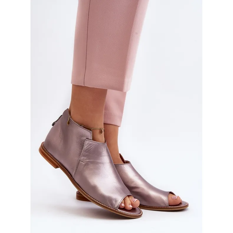 Sandales en cuir pour femmes Laura Messi 2443 or rose