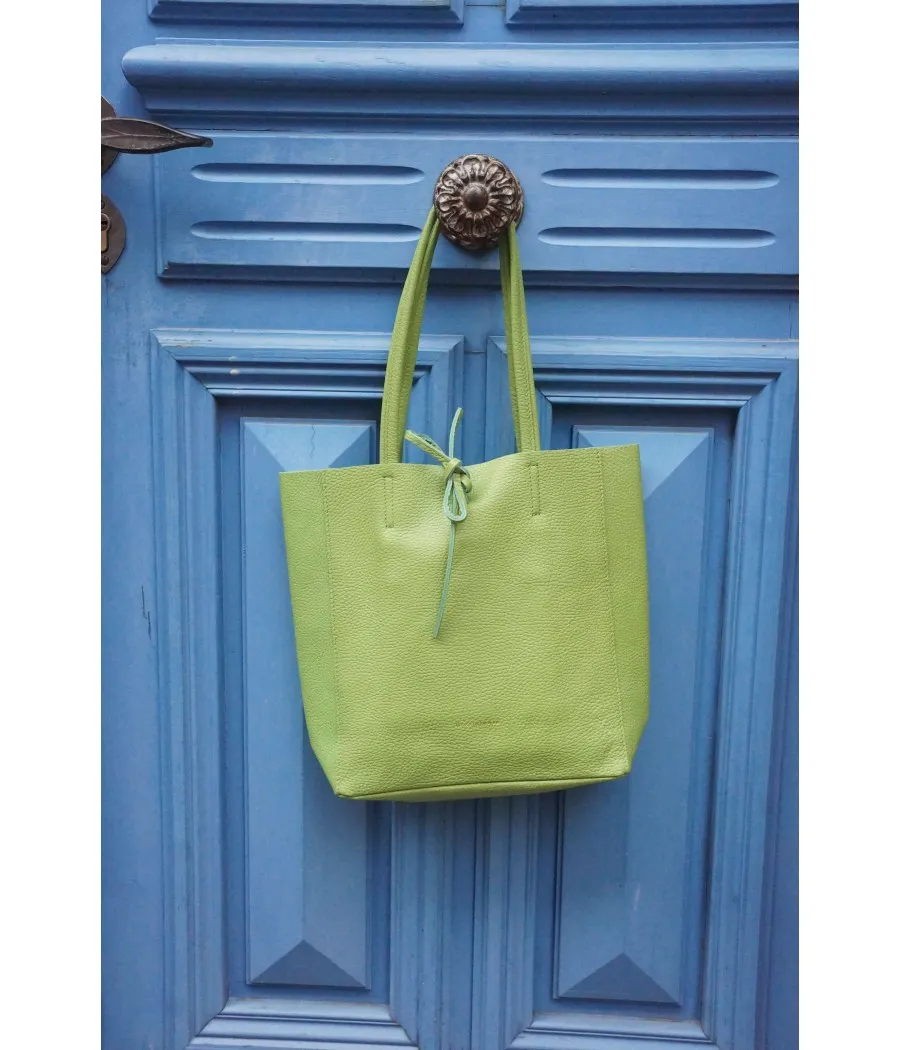 SANTAÏA Cabas cuir véritable grainé qualité supérieure Italie