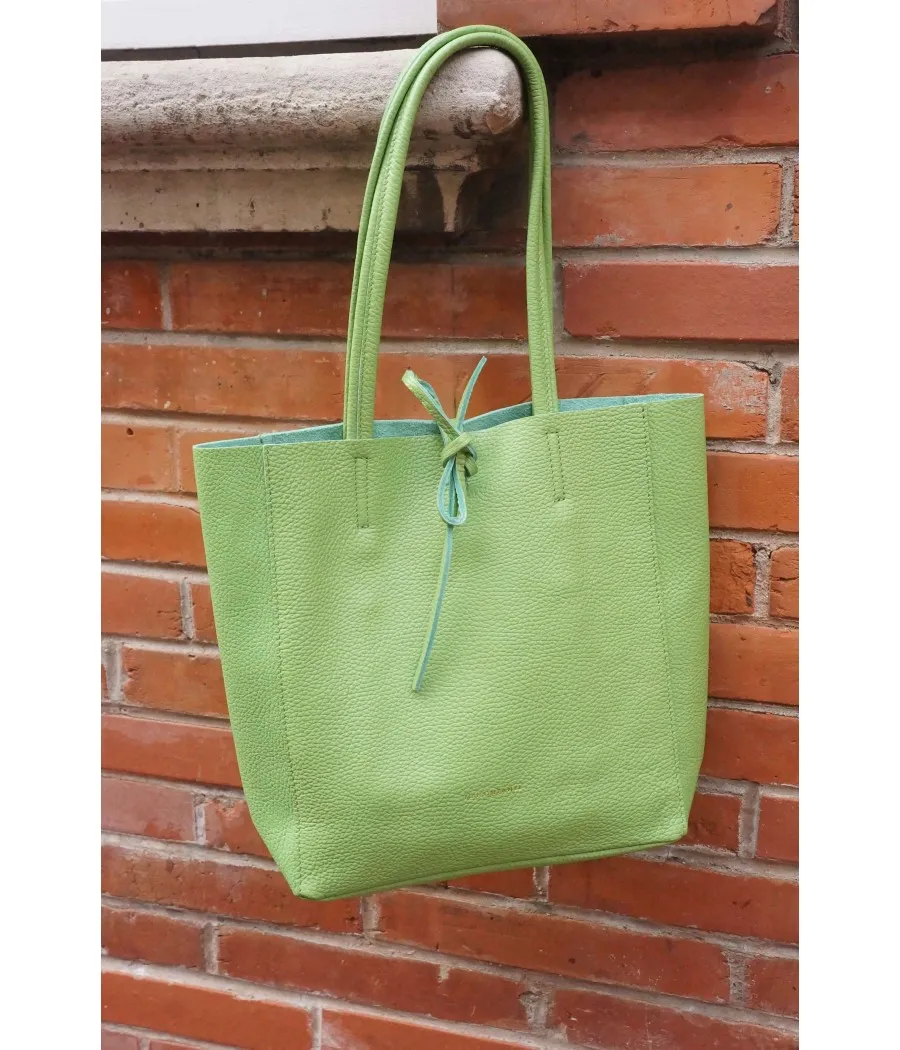SANTAÏA Cabas cuir véritable grainé qualité supérieure Italie