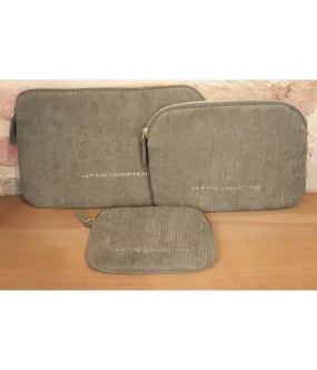 SANTAÏA pochette velours côtelé kaki idéal voyage papiers maquillage