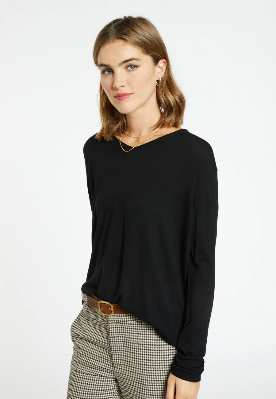 T-shirt col V en bambou cachemire - Aelys