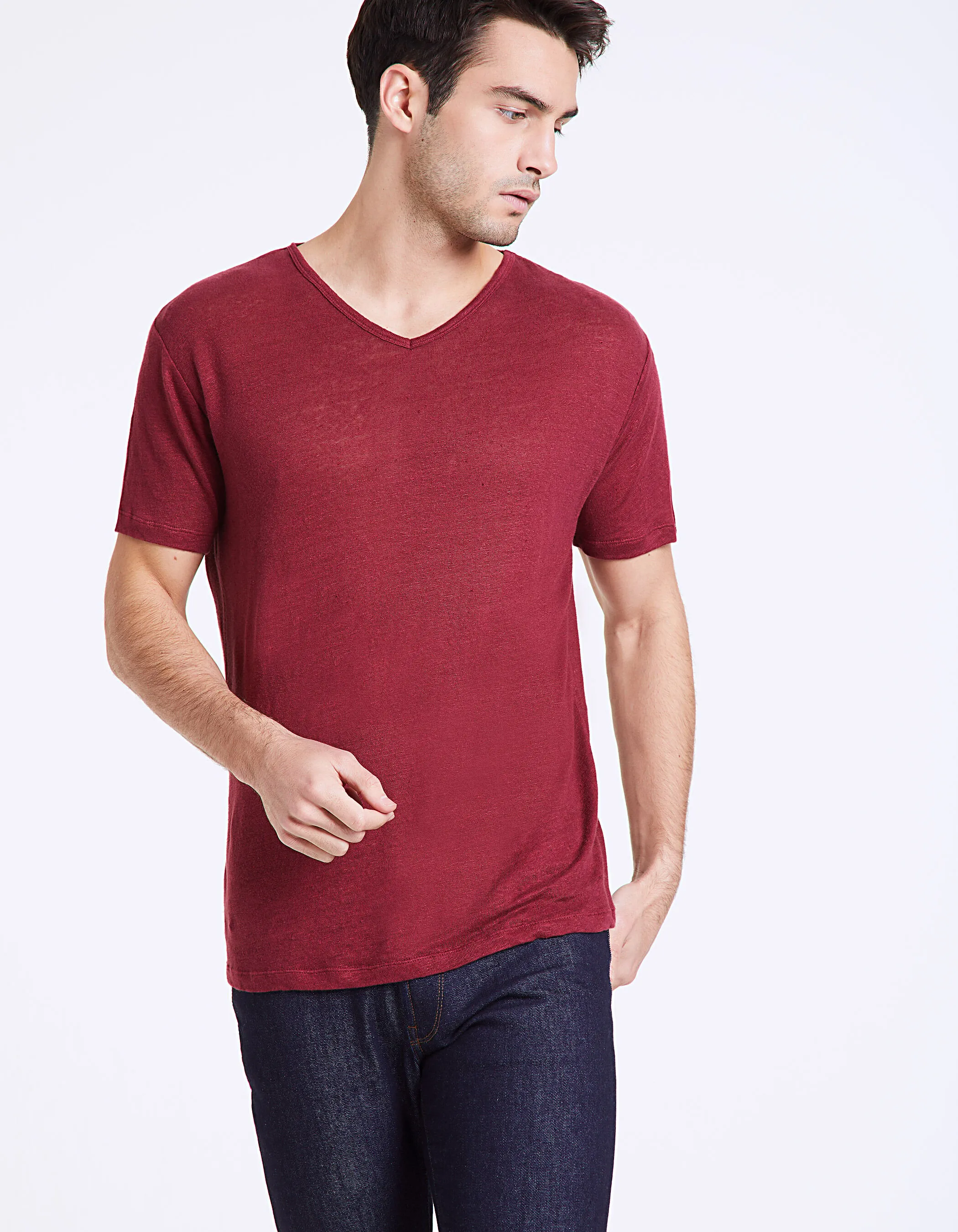 Tee-shirt vermillon en lin Homme 