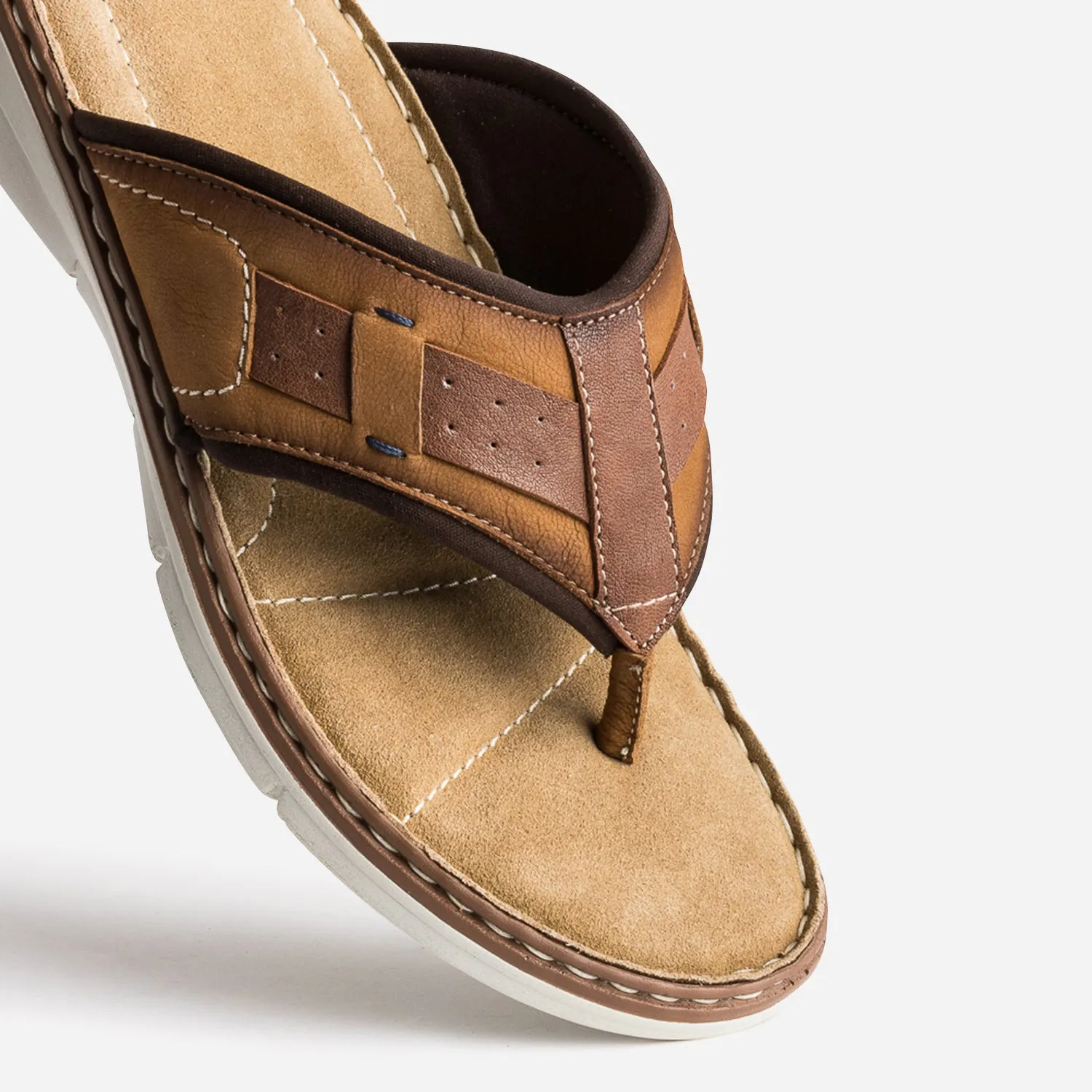 Tong camel en cuir - Nu-pieds / Sandales Homme | ERAM