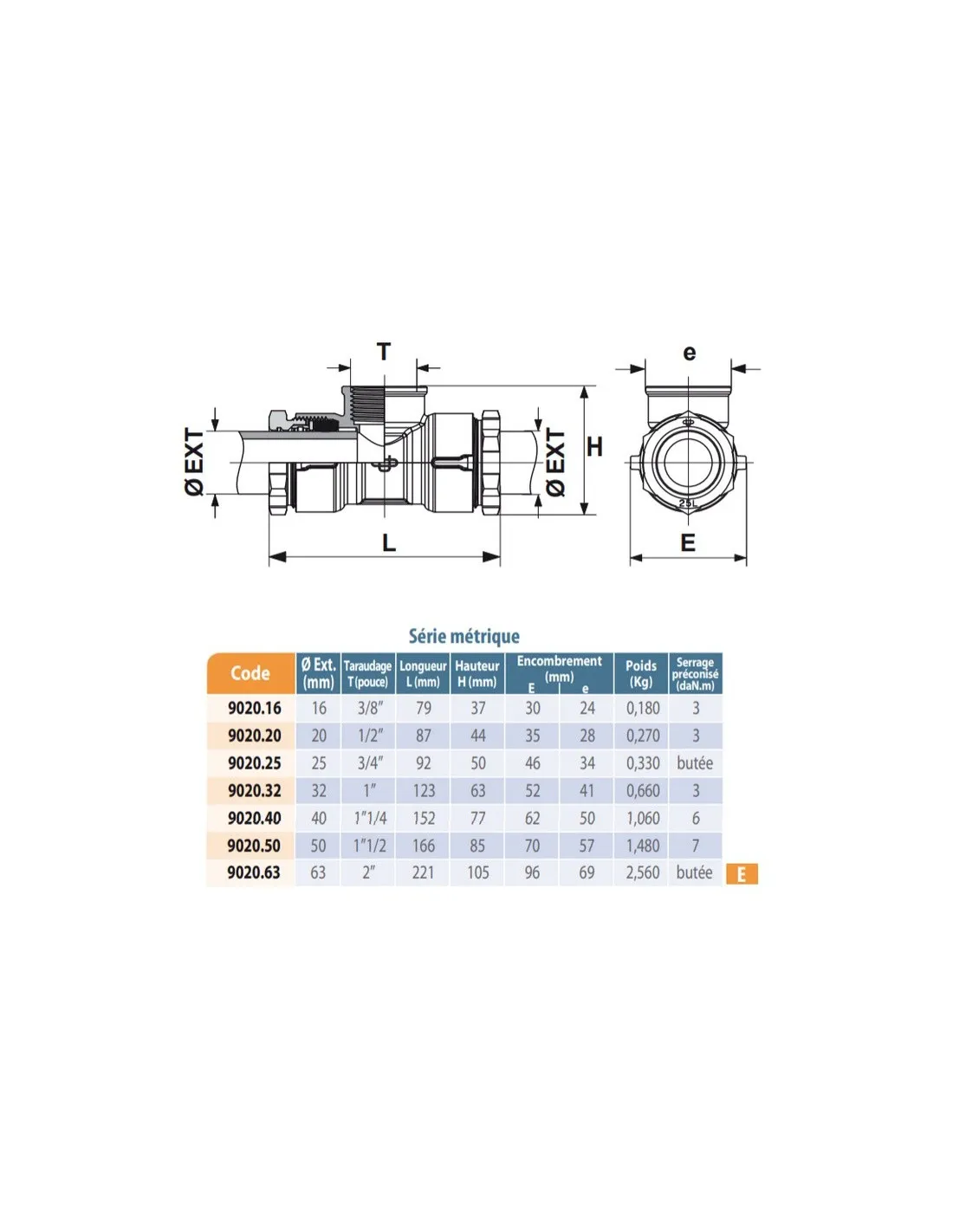 Té pour tube PE Ø 25 mm avec prise femelle 3/4" - Raccord à compression HUOT