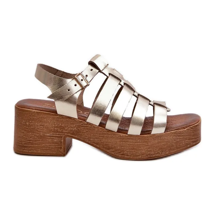 Zazoo 40410 Sandales en cuir pour femme Doré d'or